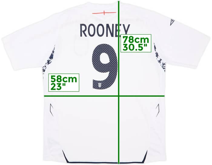 2007-09 Inglaterra Local Camiseta Rooney #9 (XL)
