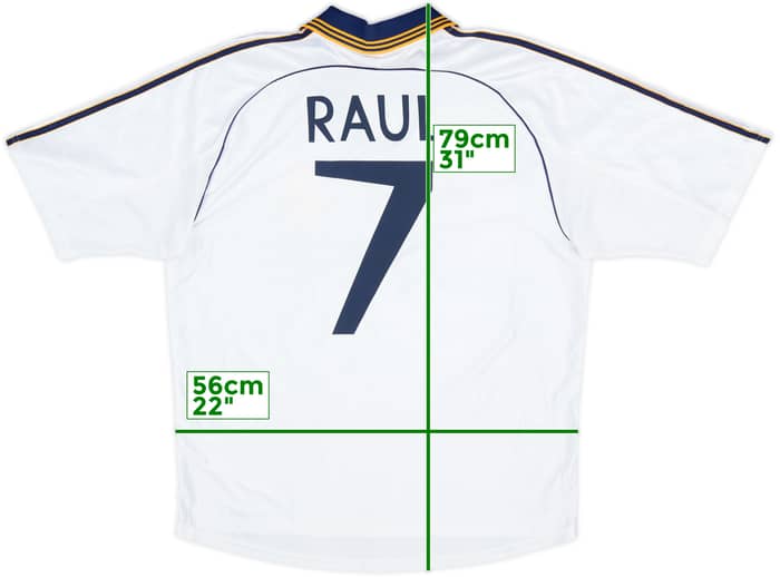 1998-00 Real Madrid Home Shirt Raul #7 - 10/10 - (L)