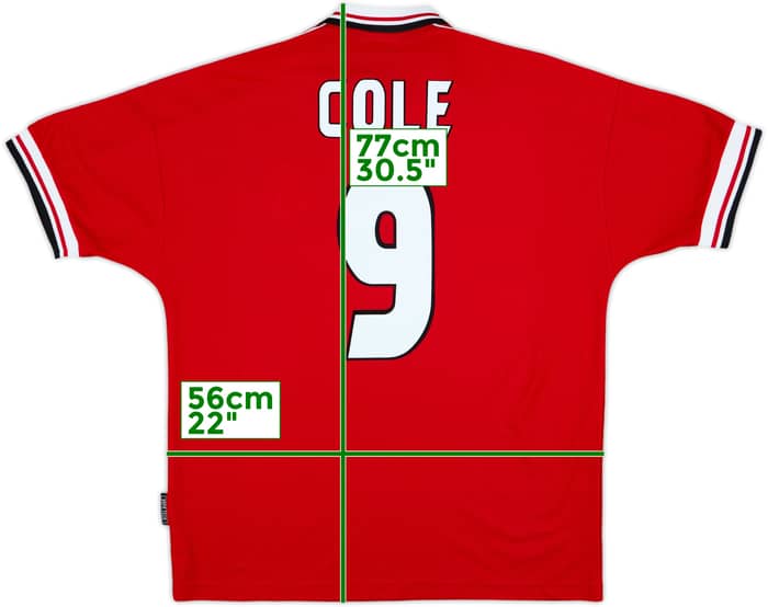 1998-00 Manchester United Home Shirt Cole #9 - 8/10 - (L)
