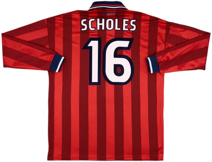 1998 England FIFA World Cup Away L/S Shirt Scholes #16 - 9/10 - (XL)