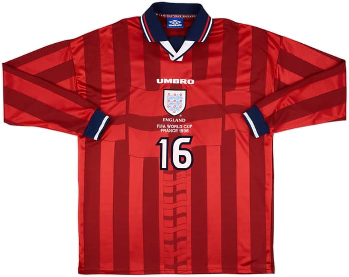 1998 England FIFA World Cup Away L/S Shirt Scholes #16 - 9/10 - (XL)