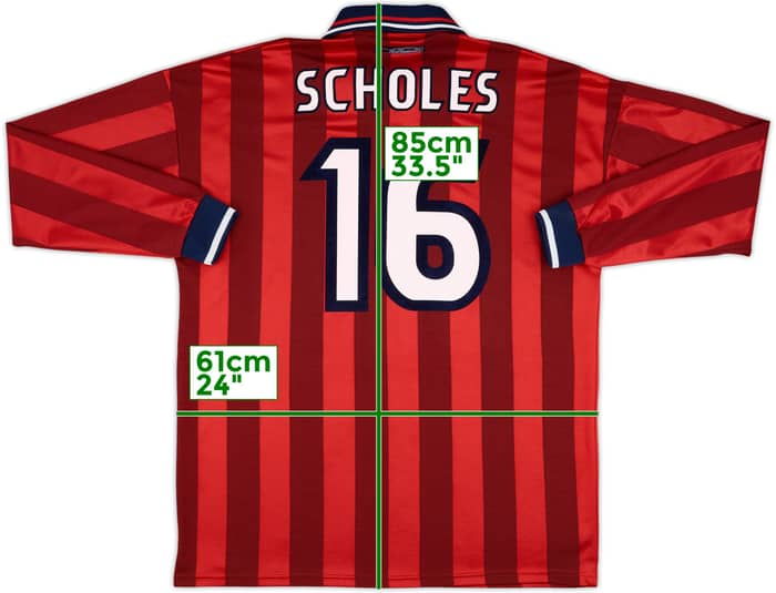 1998 England FIFA World Cup Away L/S Shirt Scholes #16 - 9/10 - (XL)
