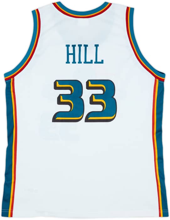 1996-00 Detroit Pistons Hill #33 Champion Home Jersey - 9/10 - (XL)