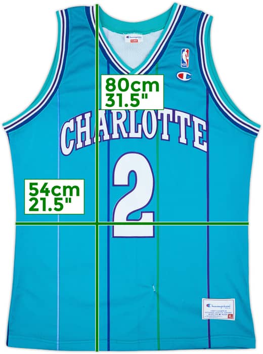 1992-96 Charlotte Hornets L.Johnson #2 Champion Away Jersey - 6/10 - (XL)