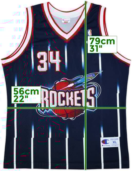 1995-01 Houston Rockets Olajuwon #34 Champion Away Jersey - 9/10 - (XL)