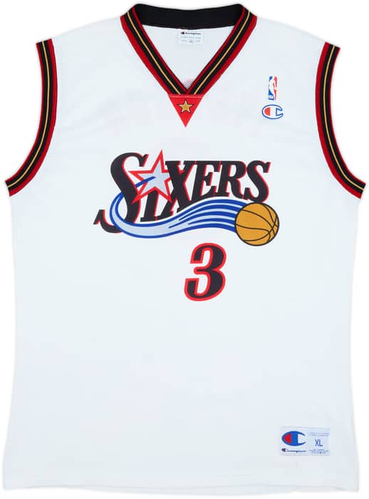 2000-06 Philadelphia 76ers Iverson #3 Champion Home Jersey - 8/10 - (XL)