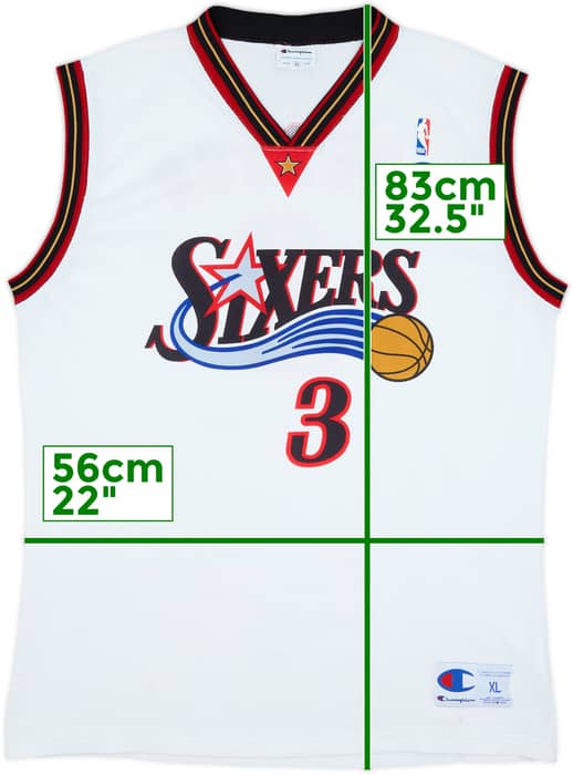 2000-06 Philadelphia 76ers Iverson #3 Champion Home Jersey - 8/10 - (XL)