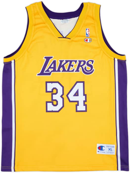 1999-04 LA Lakers O'Neal #34 Champion Home Jersey - 10/10 - (XL)