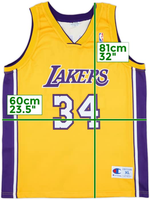 1999-04 LA Lakers O'Neal #34 Champion Home Jersey - 10/10 - (XL)