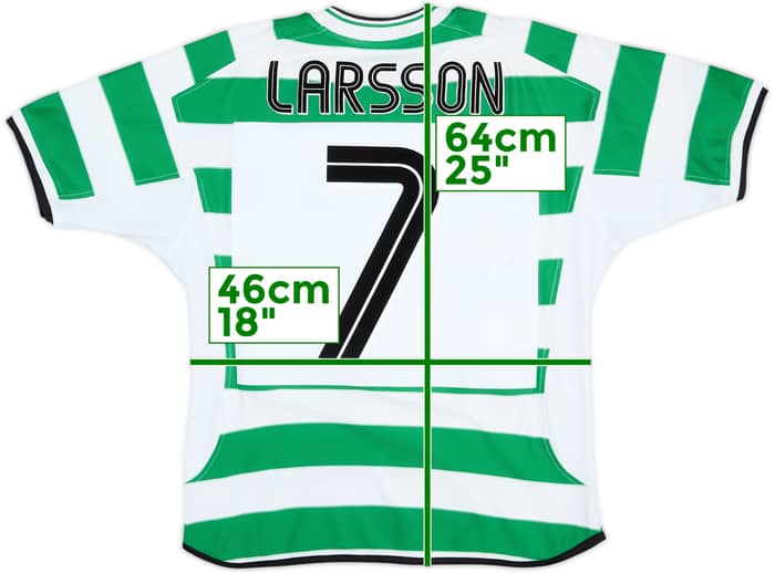 2001-03 Celtic Home Shirt Larsson #7 - 6/10 - (S)