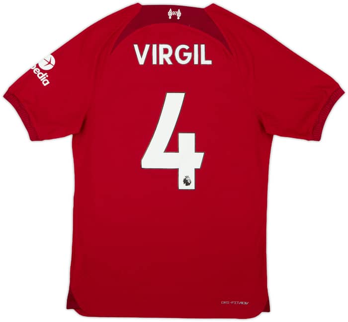 2022-23 Liverpool Authentic Home Shirt Virgil #4 - 8/10 - (S)