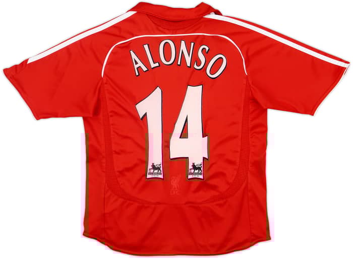 2006-08 Liverpool Home Shirt Alonso #14 - 7/10 - (L.Boys)