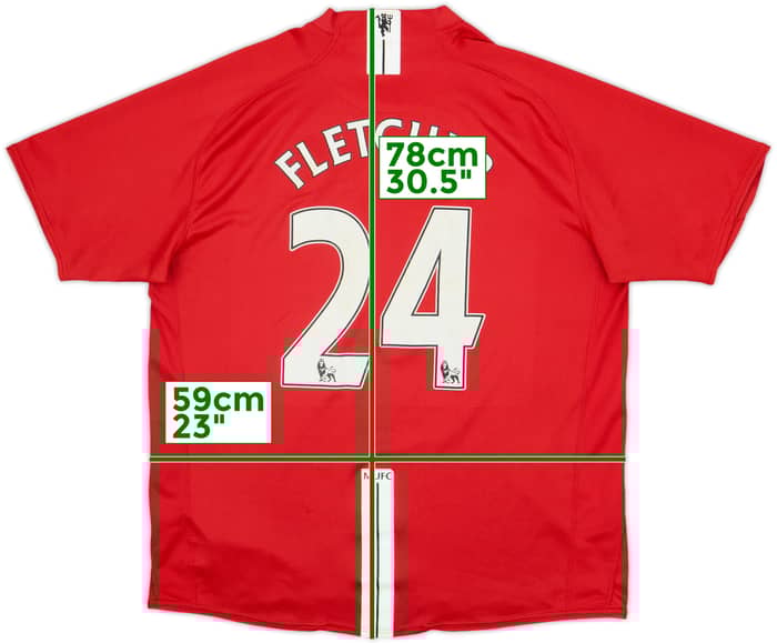 2007-09 Manchester United Home Shirt Fletcher #24 - 6/10 - (XL)