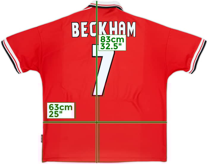 1998-00 Manchester United Home Shirt Beckham #7 - 7/10 - (XXL)