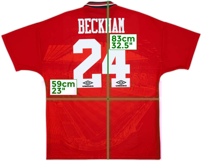 1994-96 Manchester United Home Shirt Beckham #24 - 8/10 - (XL)