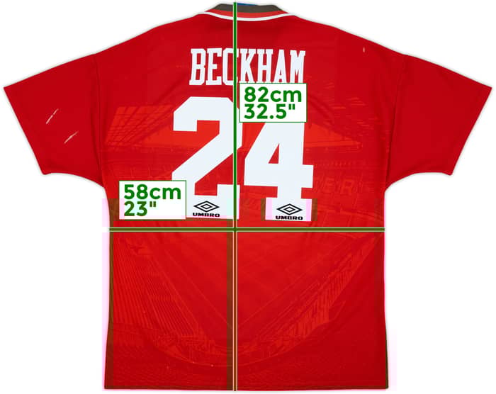1994-96 Manchester United Home Shirt Beckham #24 - 6/10 - (XL)