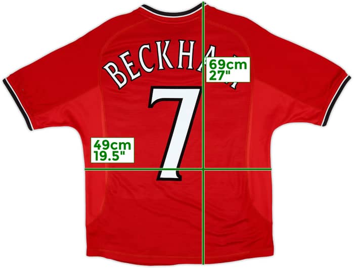 2000-02 Manchester United Home Shirt Beckham #7 - 6/10 - (Y)