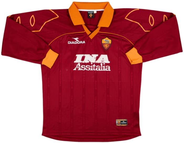 1999-00 Roma Home L/S Shirt Totti #10 - 5/10 - (XL)
