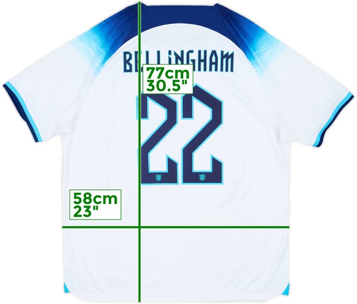 2022-23 England Home Shirt Bellingham #22 - 8/10 - (XL)