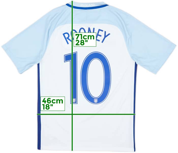 2016-17 England Home Shirt Rooney #10 - 7/10 - (S)