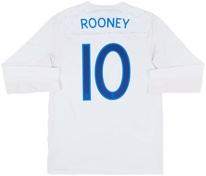 2010-11 England Home L/S Shirt Rooney #10 - 8/10 - (M)