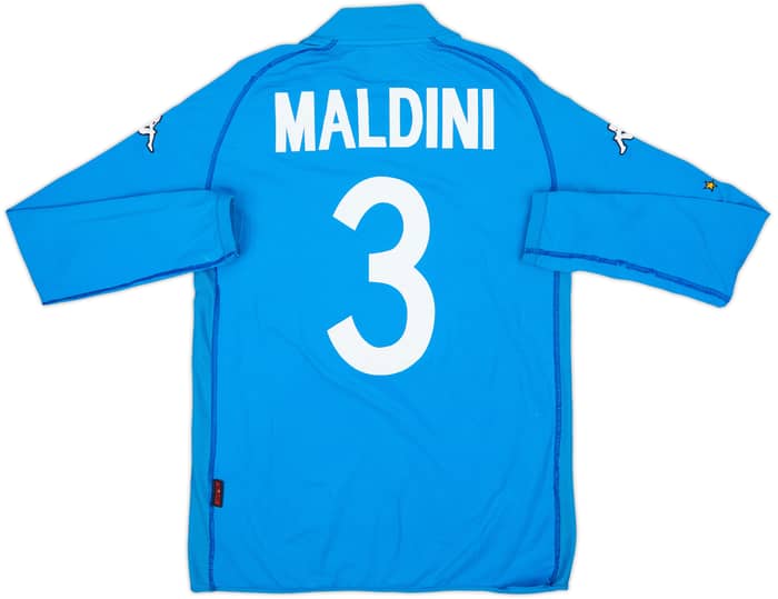 2002 Italy Home L/S Shirt Maldini #3 - 4/10 - (S)