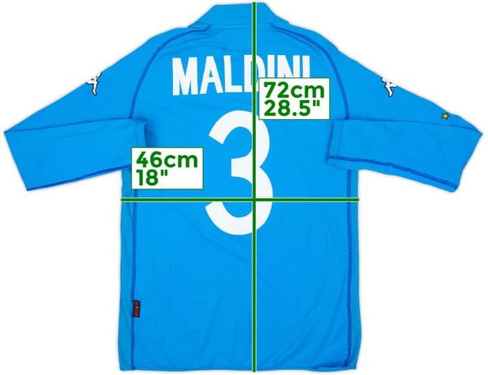 2002 Italy Home L/S Shirt Maldini #3 - 4/10 - (S)
