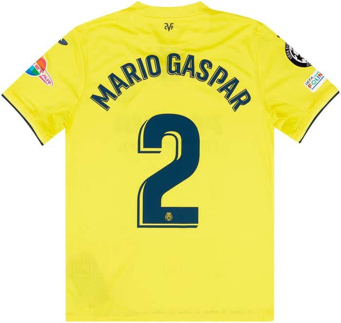 2021-22 Villarreal Match Issue Champions League Home Shirt Mario Gaspar #2 (v Man Utd)