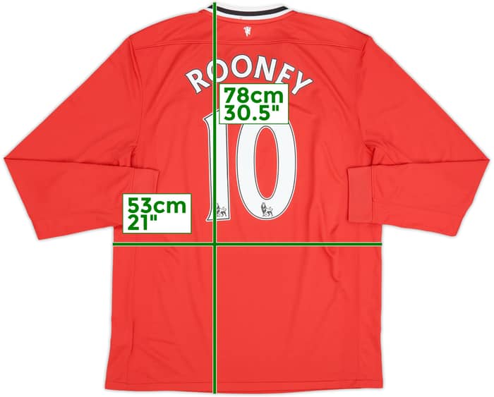 Camiseta de local L/S del Manchester United 2011-12 Rooney #10 - 7/10 - (L)