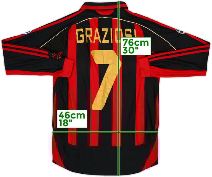 2006-07 AC Milan Home L/S Shirt Graziosi #7 - 6/10 - (S)