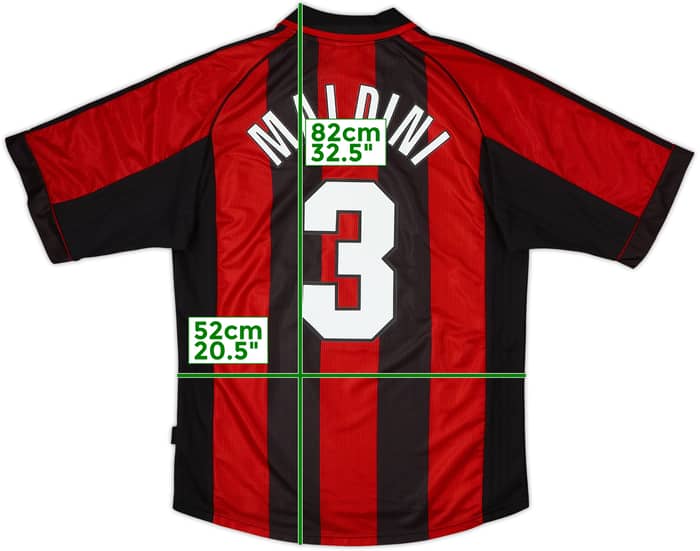 1998-00 AC Milan Titular Camiseta Maldini #3 - 8/10 - (M)