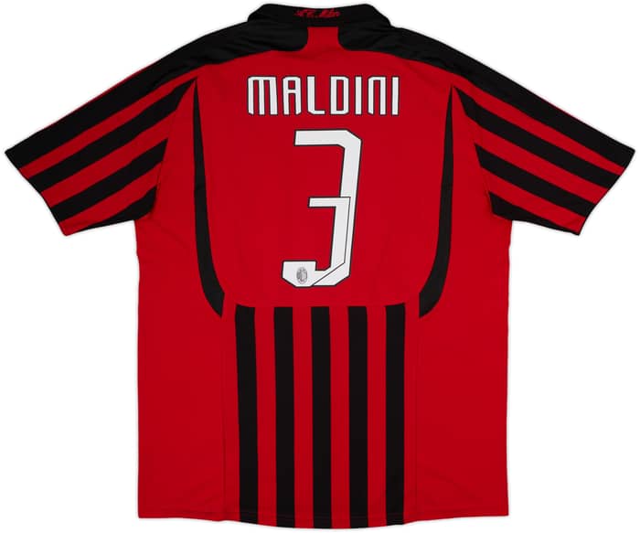2007-08 AC Milan Home Shirt Maldini #3 - 8/10 - (XL)