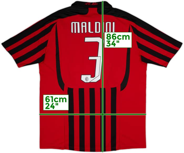 2007-08 AC Milan Home Shirt Maldini #3 - 8/10 - (XL)