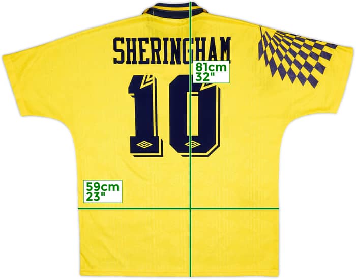 1991-95 Tottenham Away Shirt Sheringham #10 - 8/10 - (XXL)