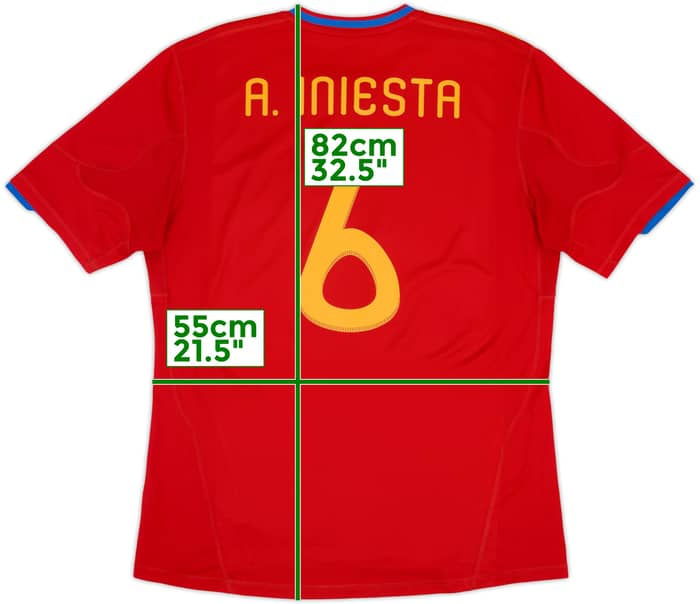 2009-10 Spain Home Shirt A.Iniesta #6 - 7/10 - (XL)