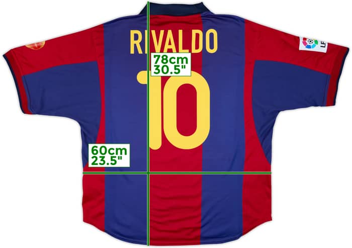 2000-01 Barcelona Home Shirt Rivaldo #10 - 8/10 - (XL)