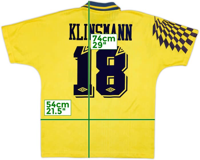 1991-95 Tottenham Away Shirt Klinsmann #18 - 8/10 - (L)