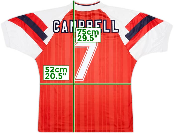 1992-94 Arsenal Home Shirt Campbell #7 - 8/10 - (L)