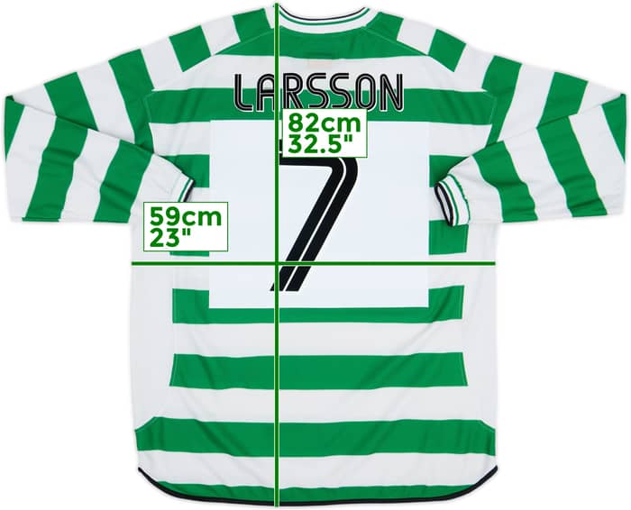 2001-03 Celtic Home L/S Shirt Larsson #7 - 6/10 - (XXL)