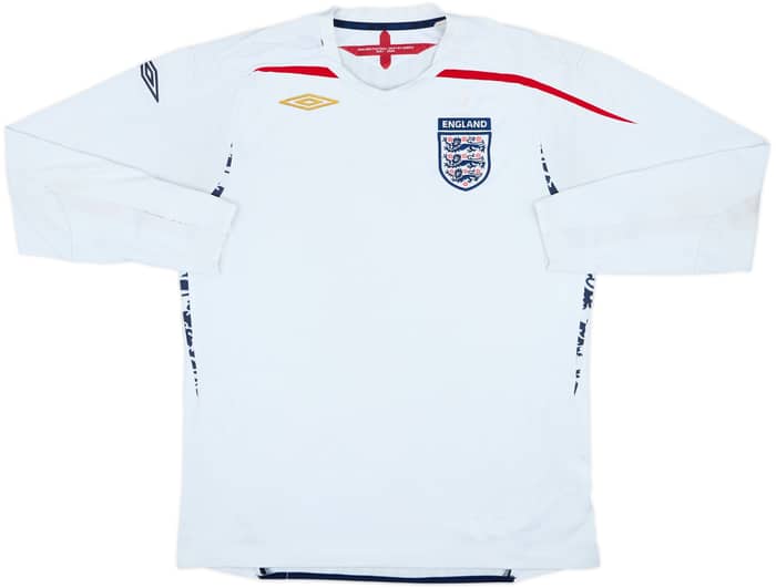 2007-09 England Home L/S Shirt - 4/10 - (L)