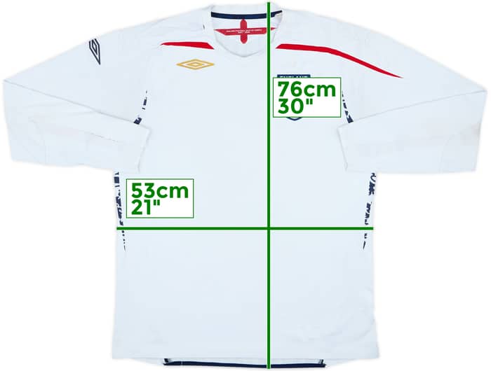 2007-09 England Home L/S Shirt - 4/10 - (L)