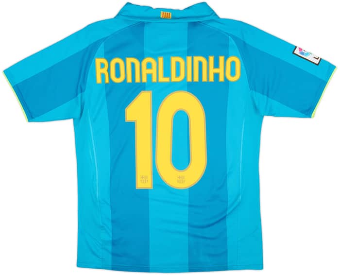 Camiseta de visitante del Barcelona 2007-09 Ronaldinho #10 - 7/10 - (XL.Niños)