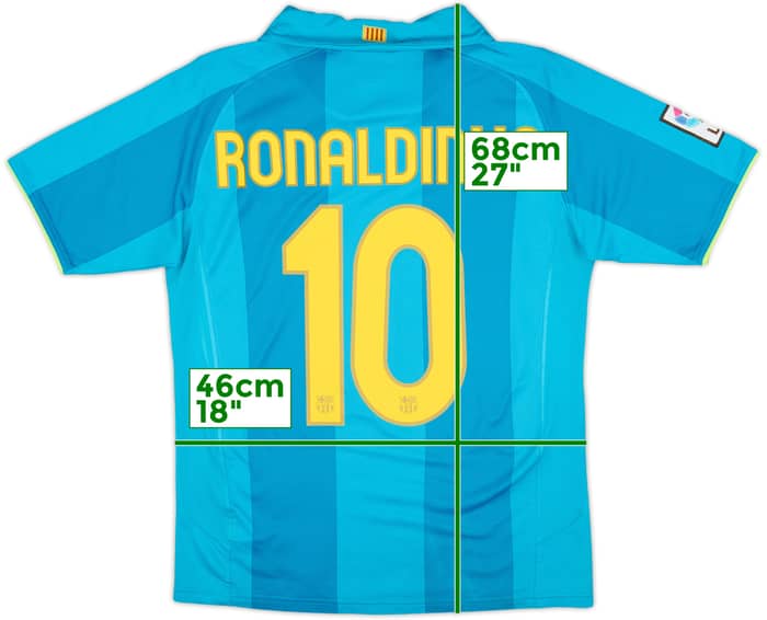 Camiseta de visitante del Barcelona 2007-09 Ronaldinho #10 - 7/10 - (XL.Niños)