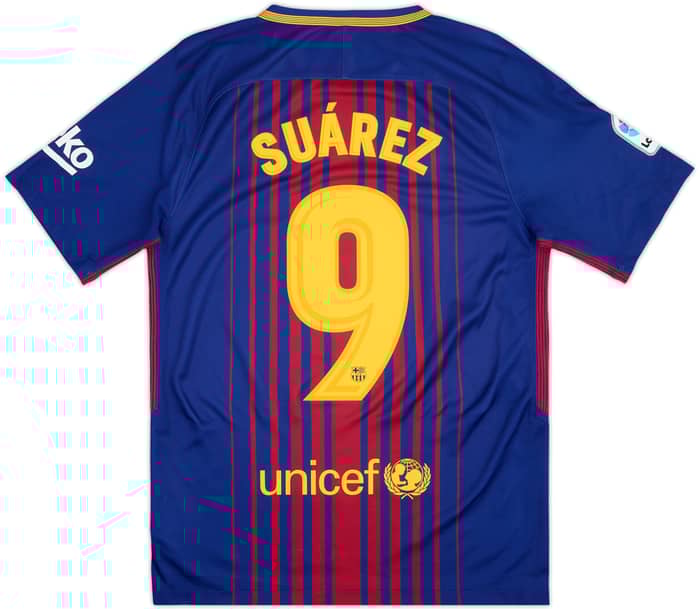2017-18 Barcelona Home Shirt Suarez #9 - 9/10 - (S)