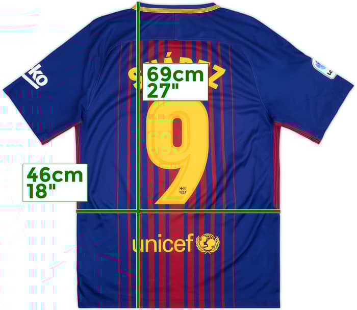 2017-18 Barcelona Home Shirt Suarez #9 - 9/10 - (S)