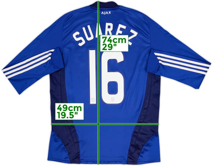 Camiseta de visitante versión jugador L/S del Ajax 2008-09 Suarez #16 - 6/10 - (M)