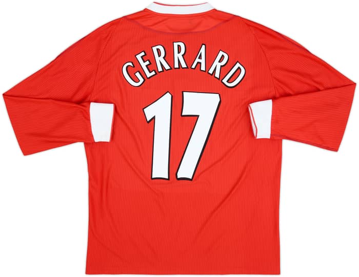 2002-04 Liverpool Home L/S Shirt Gerrard #17 - 8/10 - (L)