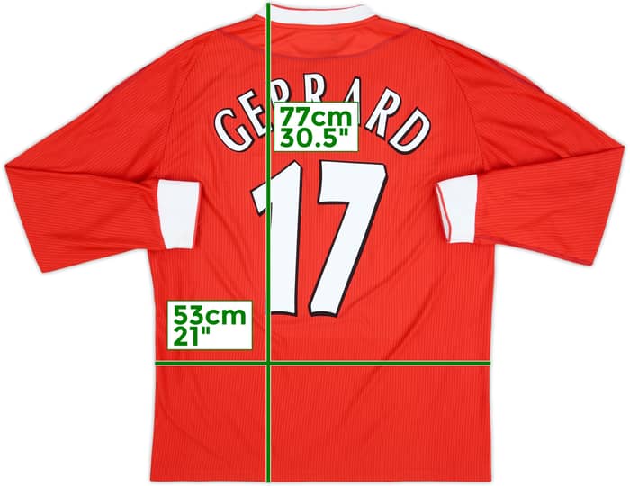 2002-04 Liverpool Home L/S Shirt Gerrard #17 - 8/10 - (L)