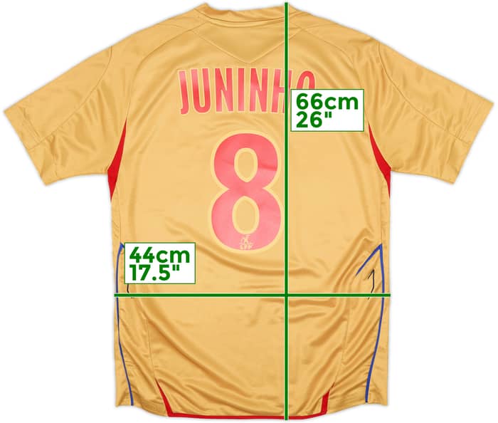 Camiseta de visitante del Lyon 2007-08 Juninho #8 - 7/10 - (Niños XL)