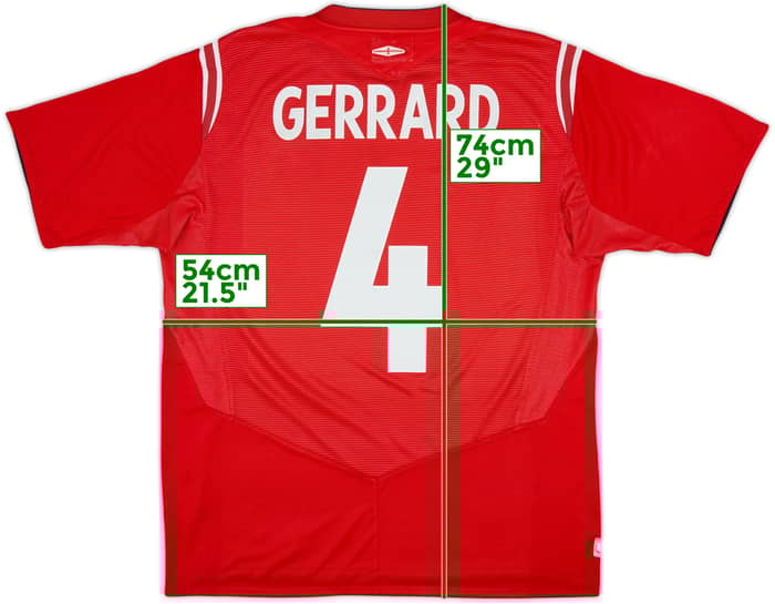Camiseta de visitante de Inglaterra 2004-06 Gerrard #4 - 7/10 - (L)